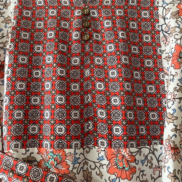 Les Amis Red & White Floral and Geometric Print Peasant Dress - Picture 3 of 8